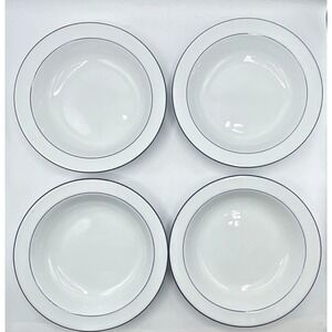 4 Seltmann Weiden Bavaria Rainbow Blue Rimmed Soup Bowls